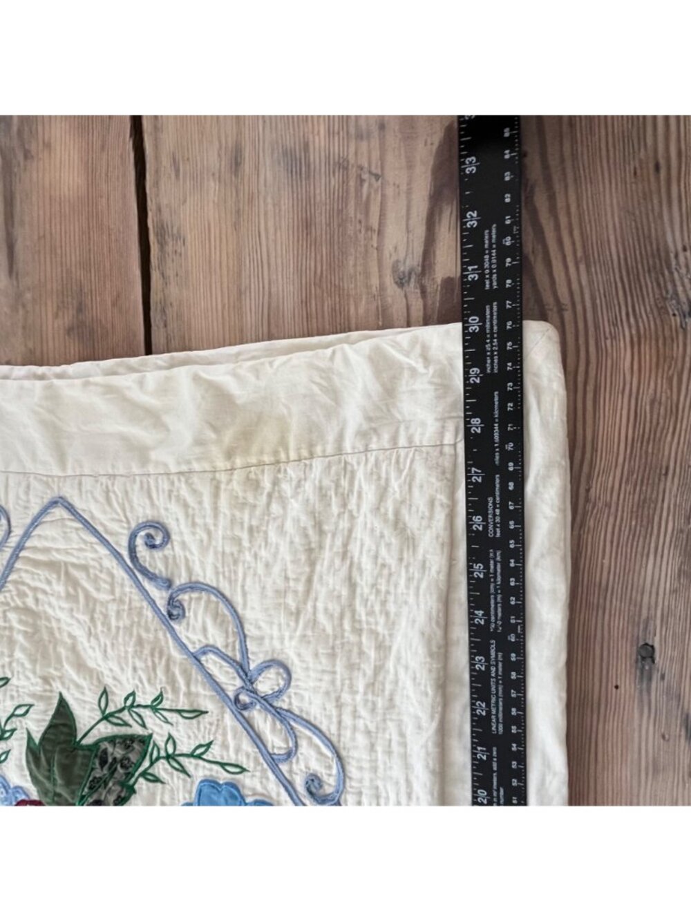 Vintage Floral Applique Quilted Pillow Shams Standard Size Granny Core Cottage - Picture 9 of 10